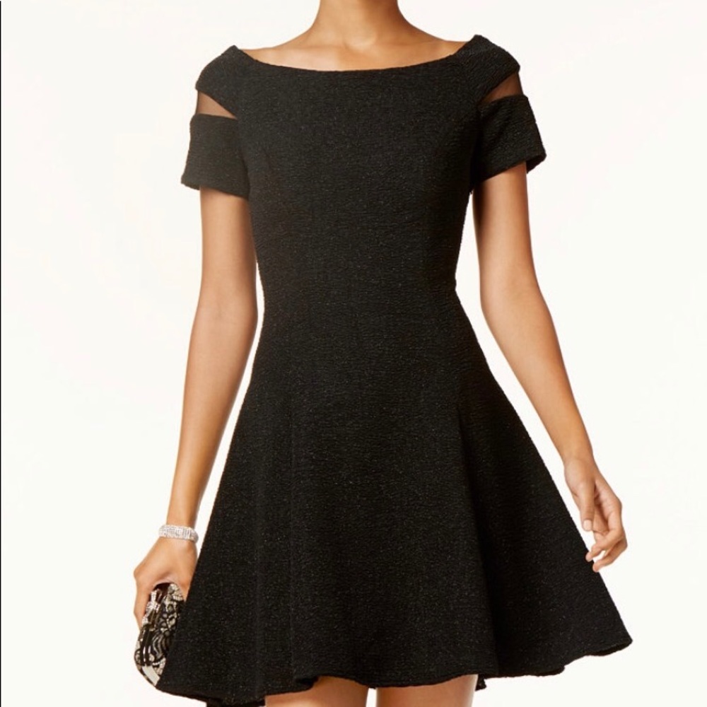 Betsy & Adam Glitter Fit & Flare Dress
